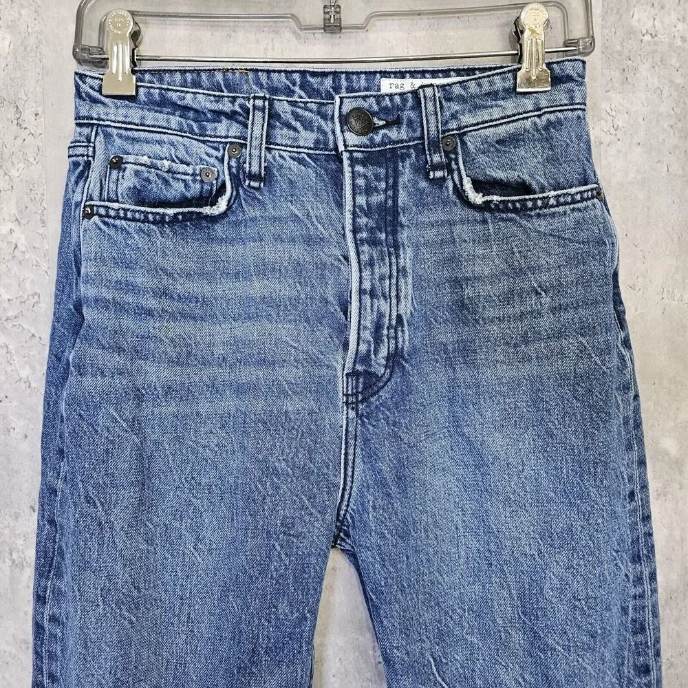 Rag & Bone Womens 26 Rachel Barrel Leg Siesta Wash Denim Button‎ Fly Jeans